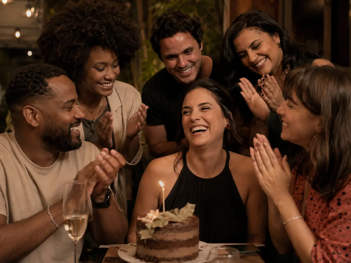 Celebração de aniversário entre amigos