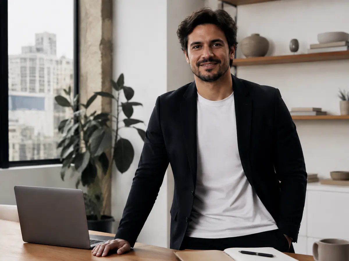 Retrato profissional em ambiente de trabalho